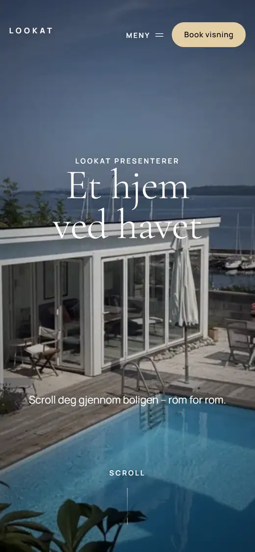 Toppen av «Et hjem ved havet», en boligside laget i Lookat Studio